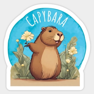 Capybara in the Flowers Sticker